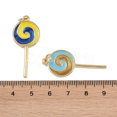 Brass Enamel Pendants KK-P266-12G-1