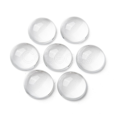 Transparent Half Round Glass Cabochons GGLA-R027-14mm-1