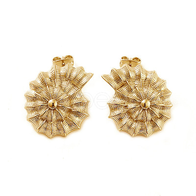 Shell Shape Brass Stud Earrings X-EJEW-Q811-25G-1