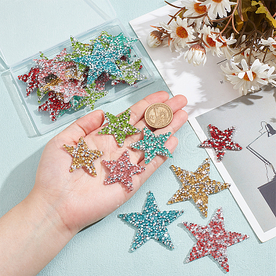 WADORN 30Pcs 10 Styles Star Hotfix Rhinestone DIY-WR0004-13-1