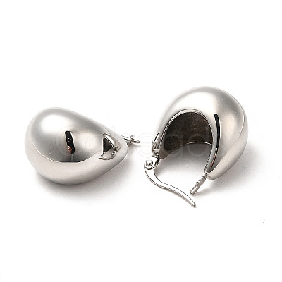 Non-Tarnish 304 Stainless Steel Moon Hoop Earrings for Women EJEW-F295-02P-1