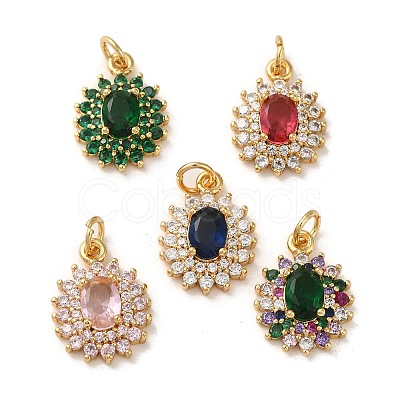 Brass Micro Pave Cubic Zirconia Pendants KK-R162-088G-1