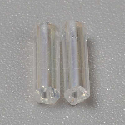 300Pcs Transparent Glass Round Bugle Beads GLAA-WH0015-74B-1