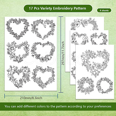 4 Sheets 11.6x8.2 Inch Stick and Stitch Embroidery Patterns DIY-WH0455-151-1