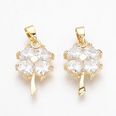 Brass Cubic Zirconia Pendants KK-R015-112G-1