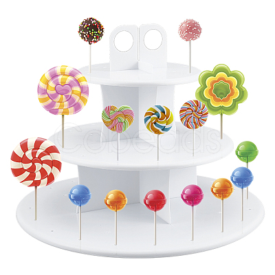 3-Tier Assemblable Plastic Lollipop Display Stands ODIS-WH0027-036-1