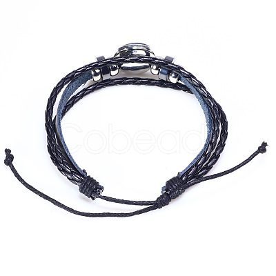 12 Constellation Leather Cord Bracelets BJEW-P240-E02-1