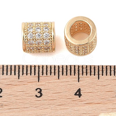 Brass Micro Pave Clear Cubic Zirconia European Beads KK-B100-013G-1