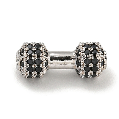 Brass Micro Pave Black Cubic Zirconia Beads KK-G493-34A-P01-1