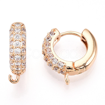 Brass with Crystal Rhinestone Hoop Earring Finding KK-C024-13KCG-1