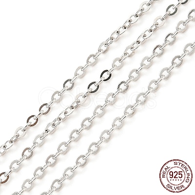 Anti-Tarnish Rhodium Plated 925 Sterling Silver Flat Cable Chains STER-F052-04P-1