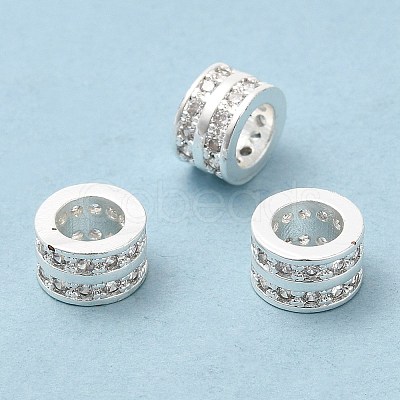 Rack Plating Brass Cubic Zirconia European Beads KK-R147-10S-1