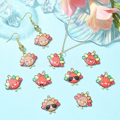 36Pcs 18 Styles Cute Printed Alloy Pendants ENAM-SZ0004-27-1