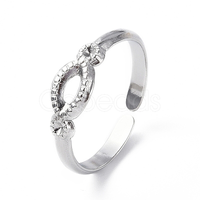 Non-Tarnish 304 Stainless Steel Open Cuff Ring Finding RJEW-C046-06P-1