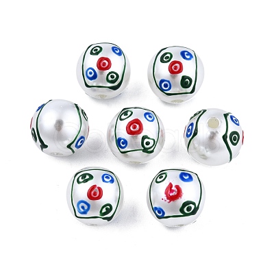 Mahjong Theme ABS Plastic Imitation Pearl Enamel Beads KY-G020-04C-1