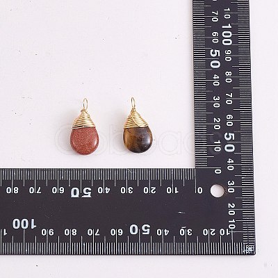 6Pcs 6 Styles Natural & Synthetic Gemstone Brass Pendants G-SZ0002-11-1