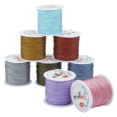 PandaHall Elite 8 Roll 8 Colors Nylon Chinese Knotting Cord OCOR-PH0001-95-1