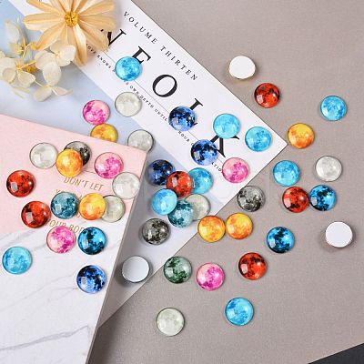 50Pcs Luminous Glass Cabochons sgGLAA-SZ0001-15A-1