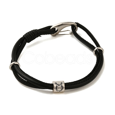 PU Leather Round Cord Multi-strand Bracelets SJEW-K002-07A-1