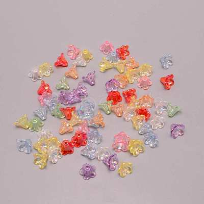 5-Petal Plating Transparent Acrylic Bead Caps PACR-CJC0003-02-1