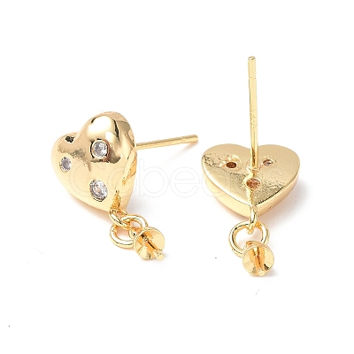 Brass Clear Cubic Zirconia Stud Earring Findings KK-B063-03G-1