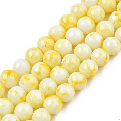 Spray Painted Glass Bead Strands X-GLAA-R139-8mm-17-1