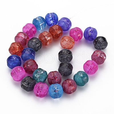 Transparent Crackle Glass Beads Strands FGLA-T004-02-1