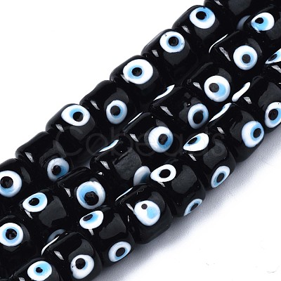 Handmade Evil Eye Lampwork Beads Strands LAMP-WH0006-05A-1