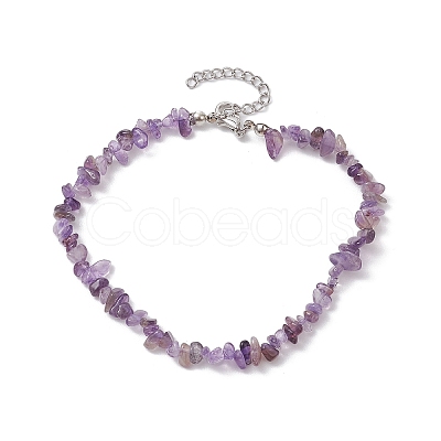 Natural Gemstone Beads Anklets AJEW-AN00583-12-1