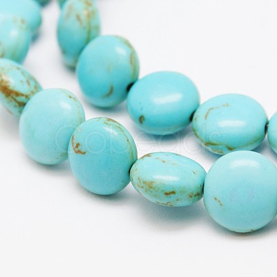 Flat Round Synthetic Turquoise Beads Strands TURQ-I022-10x5mm-05-1