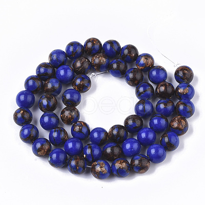 Assembled Bronzite and Natural Lapis Lazuli Beads Strands G-S366-026A-1