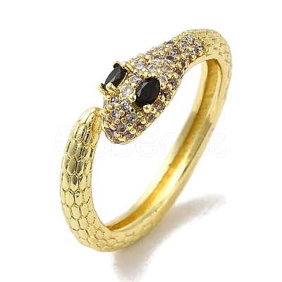 Rack Plating Brass Micro Pave Cubic Zirconia Cuff Rings RJEW-H228-08G-1