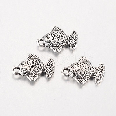 Tibetan Style Alloy Fish Charms TIBEP-K081-04-1