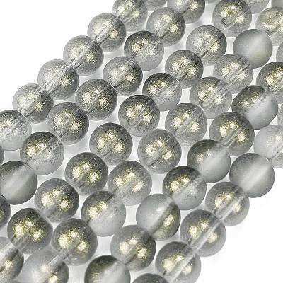 Frosted Transparent Glass Bead Strands GLAA-P065-6mm-12-1