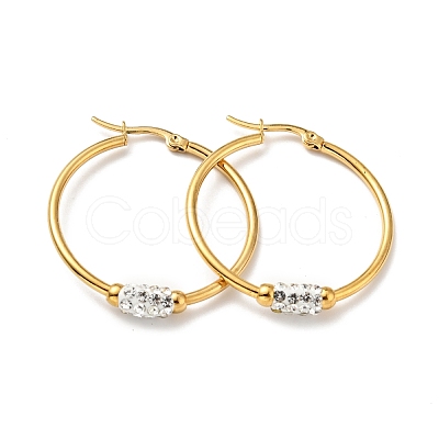 Crystal Rhinestone Tube Beaded Hoop Earrings EJEW-D279-11G-03-1