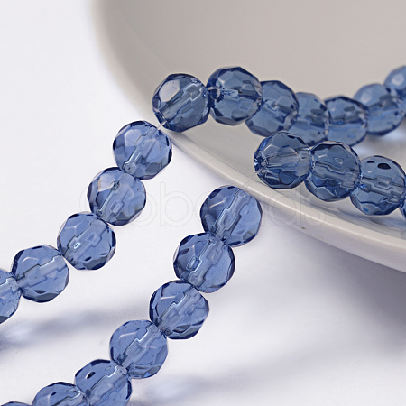 Faceted Glass Round Beads Strands X-GF6mmC22-1