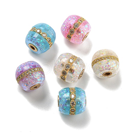Rack Plating Brass Micro Pave Cubic Zirconia with Synthetic Opal Beads KK-B080-01B-1