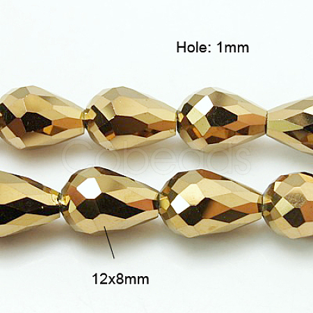 Electroplate Glass Beads Strands X-EGLA-D017-12x8mm-3-1