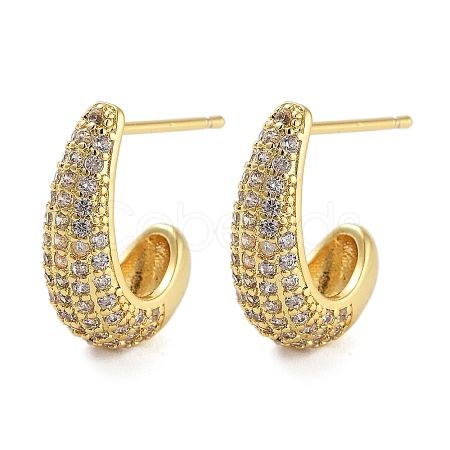 Rack Plating Teardrop Brass Stud Earrings EJEW-N055-25A-G-RS-1