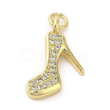 Rack Plating Brass Micro Pave Cubic Zirconia Pendants KK-C052-31G-1