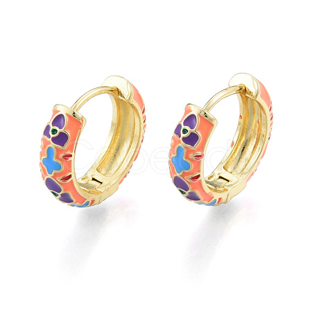 Colorful Enamel Flower Hoop Earrings EJEW-N011-105LG-1