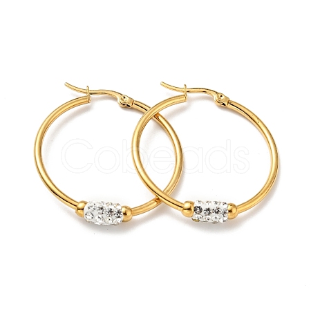 Crystal Rhinestone Tube Beaded Hoop Earrings EJEW-D279-11G-03-1