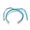 Nylon Cord Braided Bead Bracelets Making, with Brass Beads, Long-Lasting Plated, Real Rose Gold Plated, Deep Sky Blue, 10-1/4 inch~11-5/8 inch(26~29.6cm)