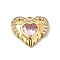 Rack Plating Brass Micro Pave Cubic Zirconia Charms, Cadmium Free & Lead Free, Long-Lasting Plated, Heart with Wing Charm, Real 18K Gold Plated, Pearl Pink, 11x13x2.5mm, Hole: 1mm