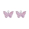 Alloy Rhinestone Pendants, Enamel Style, Butterfly, Pink, 18mm