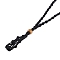 Braided Waxed Cord Empty Macrame Pouch Slider Necklace Making, with Wood Beads, Black, 34.65x0.28x0.12 inch(88x0.7x0.3cm)