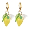 Resin Lemon Leverback Earrings, Golden, Yellow, 41mm