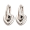 Non-Tarnish 304 Stainless Steel Hoop Earrings for Women, Heart, Stainless Steel Color, 24.5x12mm