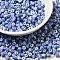 8/0 Opaque Colours Seep Glass Seed Beads, Round Hole, Round with Stripe Pattern, Blue, 3~3.5x2~3mm, Hole: 1mm, about 450g/bag