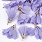 Chiffon Pendants, with Iron Findings, Flower, Golden, Lilac, 25~27x20~30mm, Hole: 2.5mm